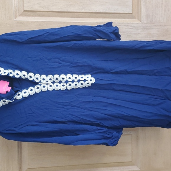 Lilly Pulitzer Long Sleeve Navy and Gold Dress - Picture 1 of 4